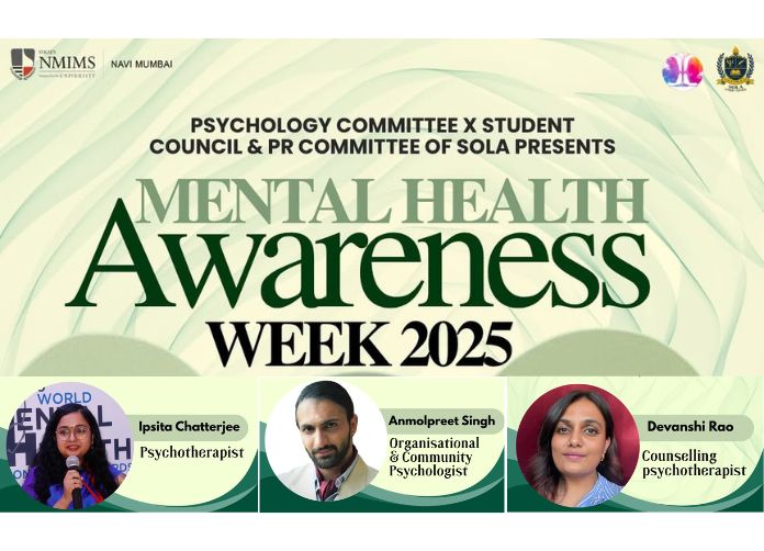 Students and children engaging in activities during Mental Health Awareness Week at NMIMS Navi Mumbai. Students and children engaging in activities during Mental Health Awareness Week at NMIMS Navi Mumbai.
