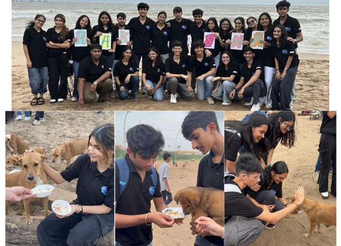 Members of the Vaayu Fest Team from NMIMS ASMSOC feeding stray dogs during their Diwali food drive at Juhu Beach. Members of the Vaayu Fest Team from NMIMS ASMSOC feeding stray dogs during their Diwali food drive at Juhu Beach.