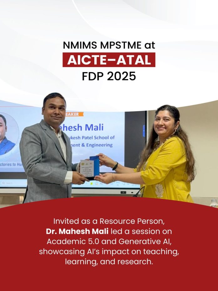 NMIMS MPSTME faculty leading a session on Academic 5.0 at AICTE–ATAL FDP 2025