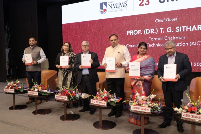 Chief Guest Prof. T. G. Sitharam with NMIMS leadership during the 23rd University Day celebrations.