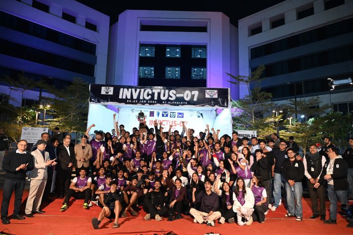 Students in action during Invictus 2026 at NMIMS Indore, showcasing sportsmanship, teamwork, and competitive spirit.