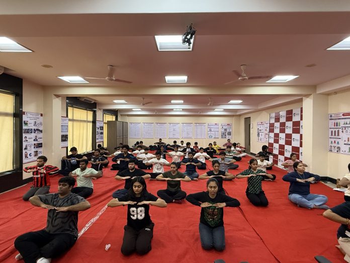 Students participating in the AICTE-approved YES+ life skills and well-being program at NMIMS Shirpur Campus.