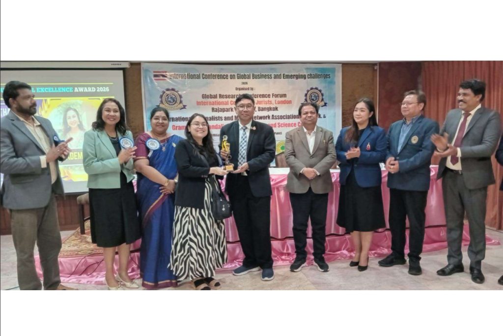 Ms. Shraddha Pandit, Assistant Professor, NMIMS School of Law, honoured with dual awards at the Indo-Thai International Conference 2026 in Bangkok.