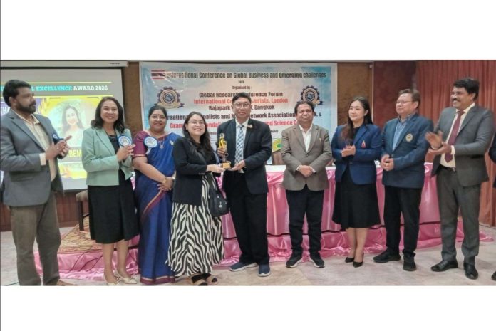 Ms. Shraddha Pandit, Assistant Professor, NMIMS School of Law, honoured with dual awards at the Indo-Thai International Conference 2026 in Bangkok.