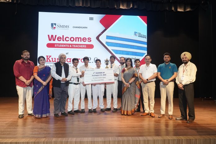 Participants competing at Kushagra 2.0 inter-school quiz competition hosted by NMIMS Chandigarh
