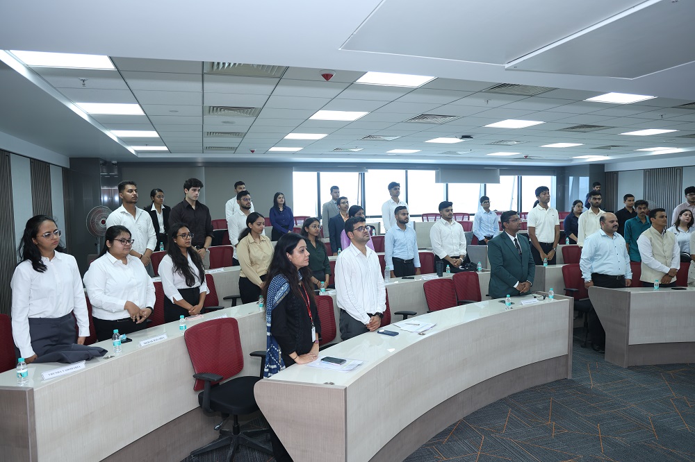 The inaugural batch of students during the first School of Business Management orientation programme at SVKM's NMIMS Ahmedabad.