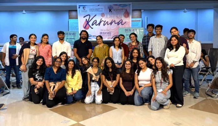 Members of the SVKM community participate in KARUNA, the annual blood donation drive organised by Kshamata at NMIMS SPPSPTM.